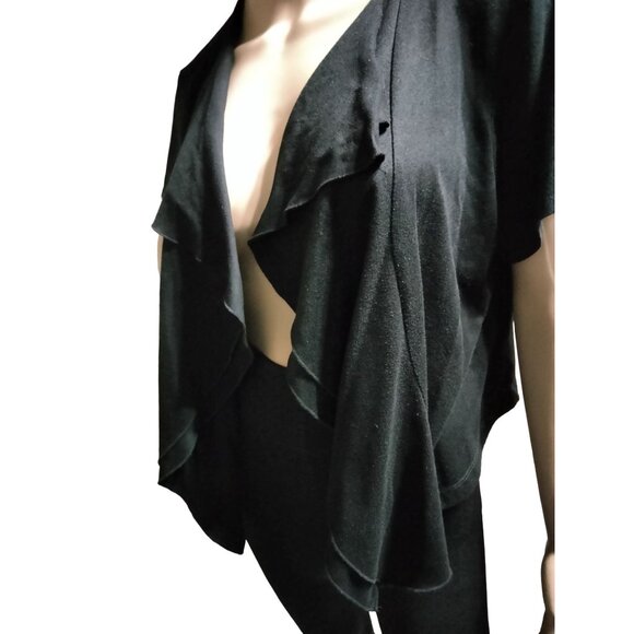 New Directions Plus Size 1X Cardigan Sweater Top Black Open Front Short-Sleeve - Picture 3 of 10